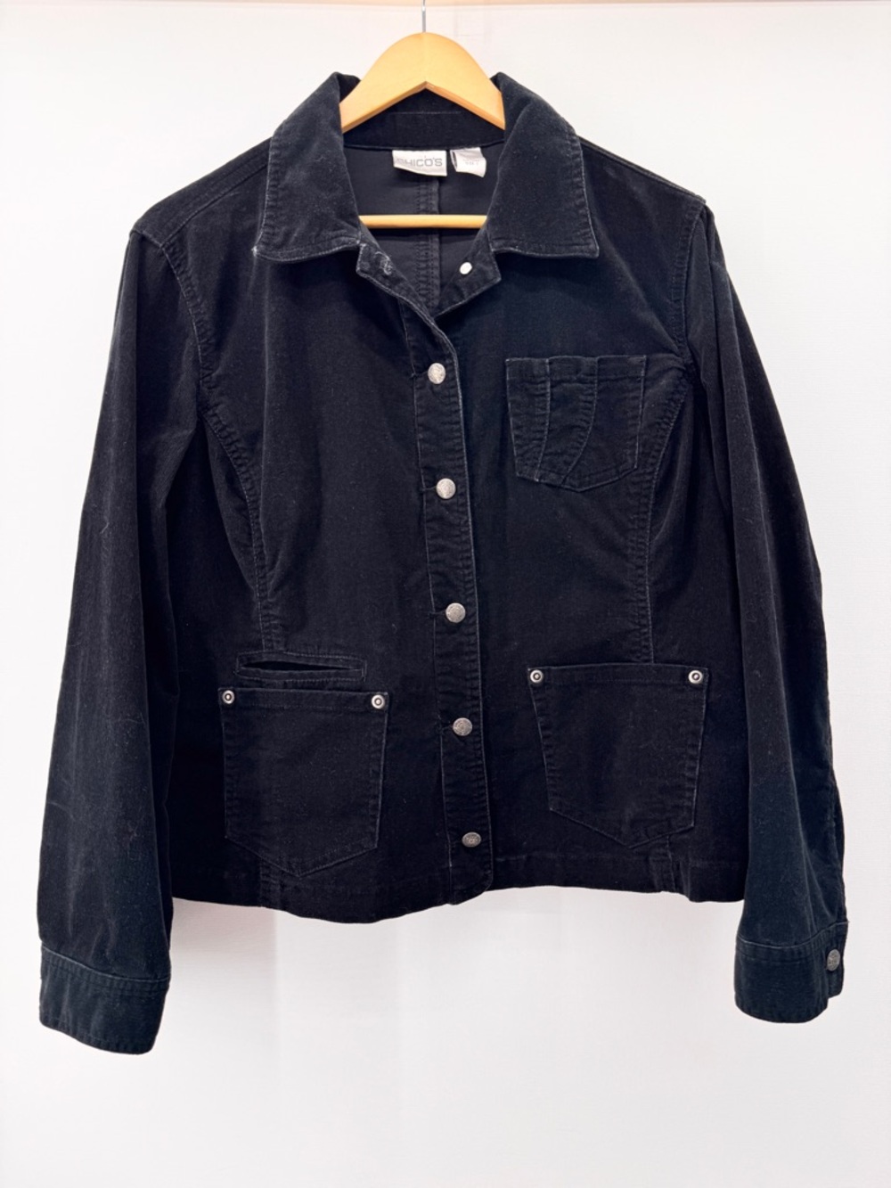 Chico’s Black Corduroy Fitted Blazer Jacket Size 1 (Medium 8/10) Western